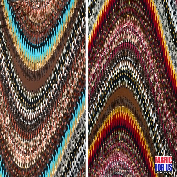Waves Tidal with Gold Color Lining Stretch Fabric 58" Wide - Picture 1 of 5